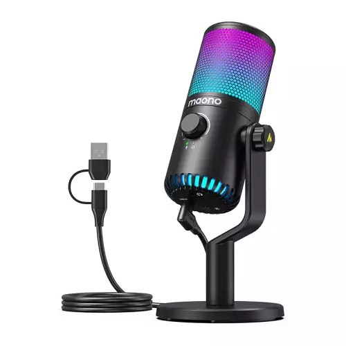 MAONO DM30 RGB Gaming USB Condenser Microphone – Black