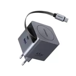 UGREEN Nexode Pro X614 45W GaN USB-C Wall Charger with Retractable Cable - Silver | 65822 UGREEN Nexode Pro X614 45W GaN USB-C Wall Charger with Retractable Cable - Silver | 65822