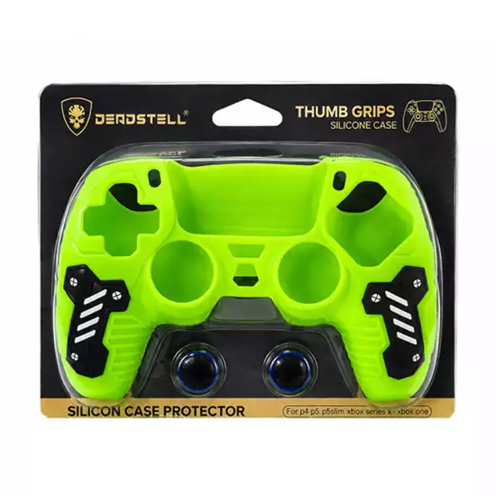 DeadSkull Controller Silicone Case Protector with Thumb Grips – Green | PS5 DeadSkull Controller Silicone Case Protector with Thumb Grips – Green | PS5