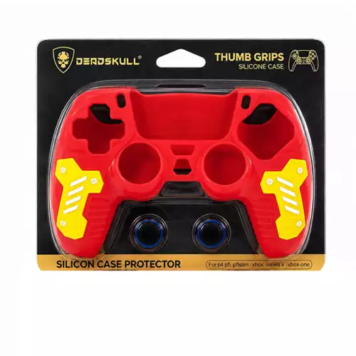 DeadSkull Controller Silicone Case Protector with Thumb Grips – Red | PS5