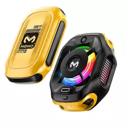 MEMO CX12 Mobile Phone Cooler with Digital Display & Battery Pack, RGB Semiconductor Cooling Fan - Black / Yellow