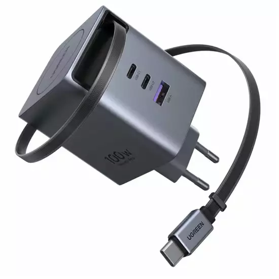 UGREEN Nexode Pro 100W GaN Charger with Retractable USB-C Cable | 65828 UGREEN Nexode Pro 100W GaN Charger with Retractable USB-C Cable | 65828