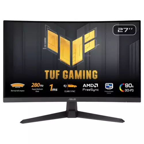 ASUS TUF Gaming VG27VQM1B 27" Curved FHD Fast VA Gaming Monitor, 280Hz, 1ms GTG, FreeSync Premium, ELMB & Adaptive-Sync | 90LM0A81-B01170