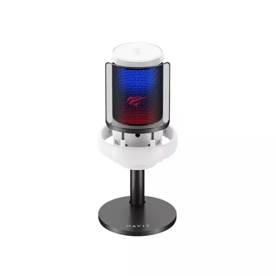 HAVIT GK50 RGB Live Streaming Condenser Microphone 24bit/192kHz - White | 6939119068844 HAVIT GK50 RGB Live Streaming Condenser Microphone 24bit/192kHz - White | 6939119068844