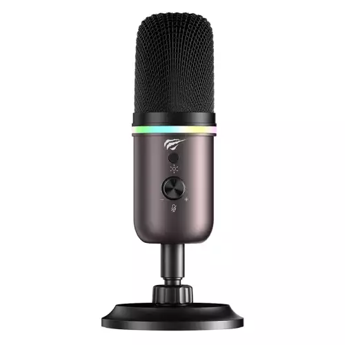 HAVIT GK62 RGB USB Live Streaming Microphone 24-bit/192kHz with Cardioid Pickup & Noise Reduction - Black
