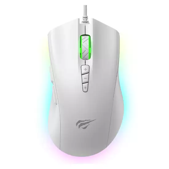 HAVIT MS1040 RGB Programmable Wired Gaming Mouse 8000DPI with 8 Buttons - White | 6939119053772