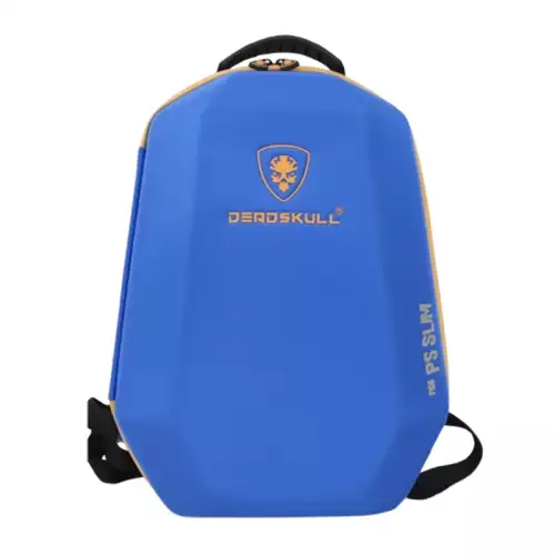 DEADSKULL Carrying Case Backpack for PS5 / PS5 Pro / PS5 Slim – Large Capacity Storage Bag – Blue
