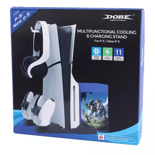 DOBE TP5-0593 Multifunctional Cooling Fan & Dual Controller Charging Station for PS5 – Black (Used)