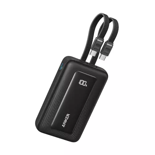 Anker Zolo Power Bank 10,000mAh 35W Dual Built-In USB-C Cables – Black | A110LH12