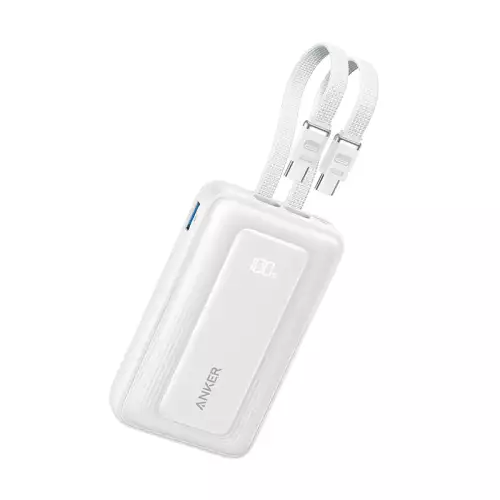 Anker Zolo Power Bank 10,000mAh 35W Dual Built-In USB-C Cables – White | A110LH22