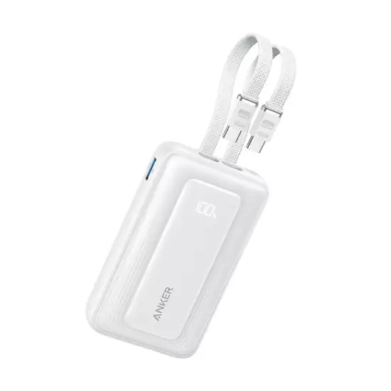 Anker Zolo Power Bank 10,000mAh 35W Dual Built-In USB-C Cables – White | A110LH22 Anker Zolo Power Bank 10,000mAh 35W Dual Built-In USB-C Cables – White | A110LH22