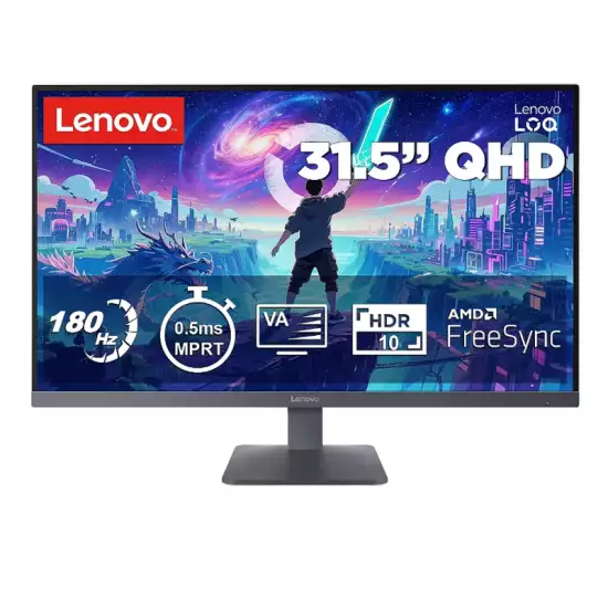 Lenovo LOQ 32Q-10 31.5" QHD 180Hz Fast VA Gaming Monitor – Lunar Grey | 68F7GAC1EU