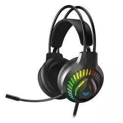 AULA S605 Wired RGB Gaming Headset with 50mm Drivers & Microphone – Black