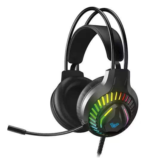 AULA S605 Wired RGB Gaming Headset with 50mm Drivers & Microphone – Black