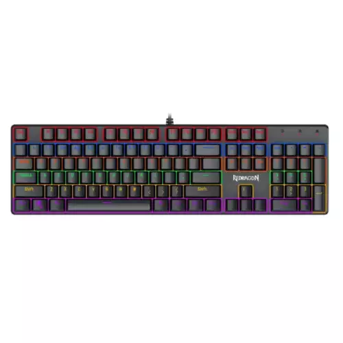 Redragon K608-R Valheim Rainbow Elite Full-Size Mechanical Gaming Keyboard – Red Switches, Arabic Layout, Black