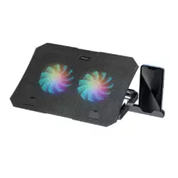 Fantech NC14 Dual-Fan Rainbow LED USB Notebook Cooler – Black | 6977052250018