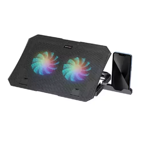 Fantech NC14 Dual-Fan Rainbow LED USB Notebook Cooler – Black | 6977052250018