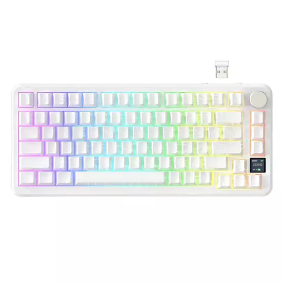 ATTACK SHARK X85 PRO Tri-Mode Gasket Mechanical Gaming Keyboard – White Contours ATTACK SHARK X85 PRO Tri-Mode Gasket Mechanical Gaming Keyboard – White Contours
