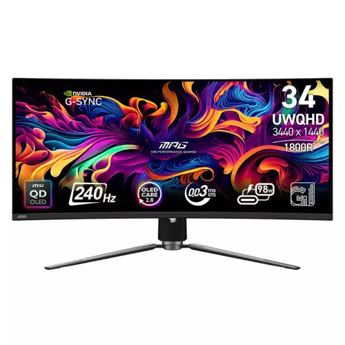 MSI MPG 341CQPX QD-OLED 34.18-Inch UWQHD Curved 240Hz Gaming Monitor