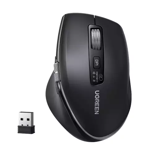 UGREEN M751 Thumb Wheel & Side-Scrolling Multi-Mode Wireless Bluetooth Mouse – Dark Gray / Black | 45792