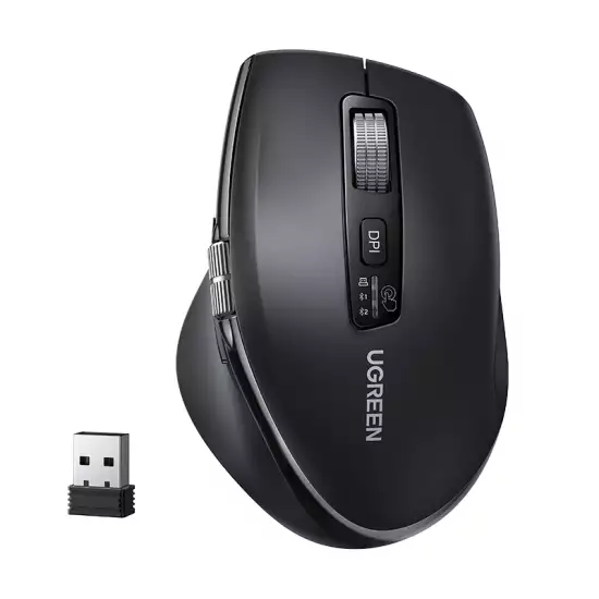 UGREEN M751 Thumb Wheel & Side-Scrolling Multi-Mode Wireless Bluetooth Mouse – Dark Gray / Black | 45792 UGREEN M751 Thumb Wheel & Side-Scrolling Multi-Mode Wireless Bluetooth Mouse – Dark Gray / Black | 45792
