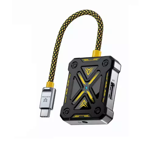 Sarafox 4-in-1 USB-C Gaming Hub – 32-bit/384kHz Audio, 60W PD & 3.5mm Jack | Straight Version