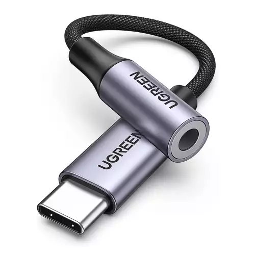 UGREEN USB-C to 3.5mm DAC Headphone Adapter – Braided, Grey | 80154 | 6957303881543