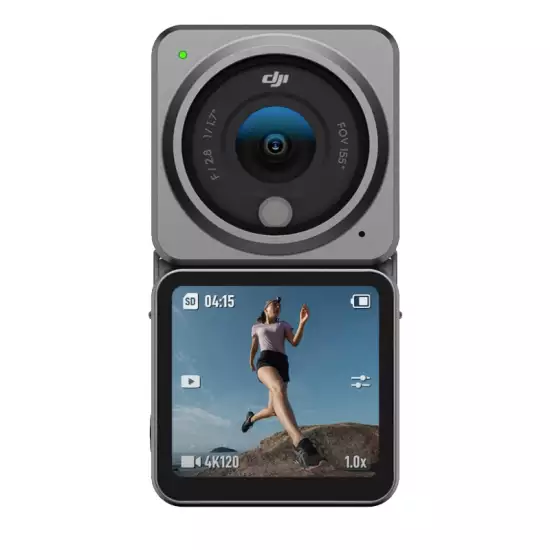 DJI Action 2 Dual Screen Combo 4K Action Camera with Dual Touchscreens, 155 DEGREE FOV, Magnetic Attachments, Stabilization Technology, Underwater Camera ideal for Vlogging and Action Sports, Black