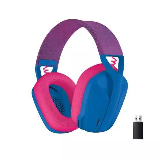 Logitech G435 LIGHTSPEED and Bluetooth Wireless Gaming Headset - Lightweight over-ear headphones, built-in mics, 18h battery, compatible with Dolby Atmos, PC, PS4, PS5, Nintendo Switch, Mobile - Blue (Used)