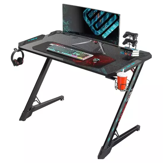 EUreka Ergonomic Z1S-Pro Gaming Desk 44.5" Z Shaped Gaming Desk Office Pc Computer Gamer Desks Pro Rgb Led Lights With Drink Holder Headphone Hook And Mouse Pad EUreka Ergonomic Z1S-Pro Gaming Desk 44.5" Z Shaped Gaming Desk Office Pc Computer Gamer Desks Pro Rgb Led Lights With Drink Holder Headphone Hook And Mouse Pad