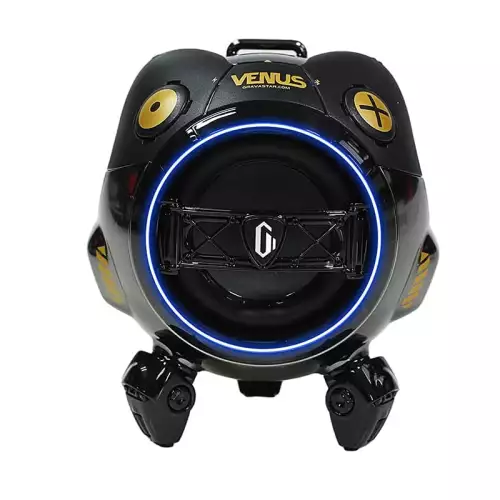 GravaStar Outdoor Bluetooth Speaker with Subwoofer, Portable Party Speaker for iPhone, Laptop, IPX5 Waterproof, Stereo Dual Pairing, 6 Lights, 10H Playtime, Venus Series (Shadow Black)