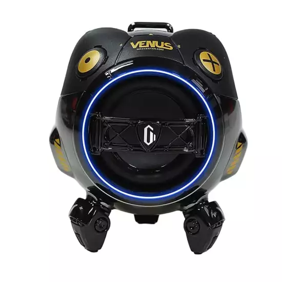 GravaStar Outdoor Bluetooth Speaker with Subwoofer, Portable Party Speaker for iPhone, Laptop, IPX5 Waterproof, Stereo Dual Pairing, 6 Lights, 10H Playtime, Venus Series (Shadow Black)