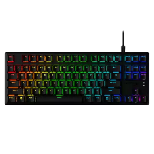HyperX Alloy Origins Core PBT Mechanical Gaming Keyboard, Durable PBT Keycaps, 100% Anti-Ghosting, Radiant RGB Lighting, Red Linear Switch, ENG-ARB Layout, USB 2.0, Black | 639N7AA#A2N