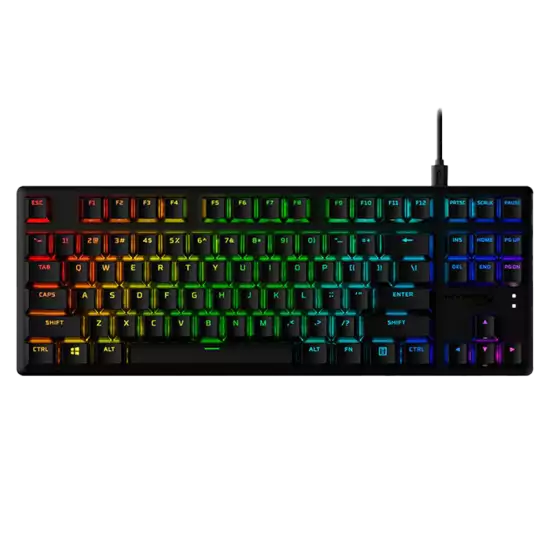 HyperX Alloy Origins Core PBT Mechanical Gaming Keyboard, Durable PBT Keycaps, 100% Anti-Ghosting, Radiant RGB Lighting, Red Linear Switch, ENG-ARB Layout, USB 2.0, Black | 639N7AA#A2N