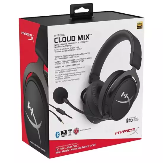 HyperX Cloud MIX - Wired Gaming Headset + Bluetooth, Game and Go, Detachable Microphone, Signature HyperX Comfort, Lightweight, Multi Platform Compatible - Black HyperX Cloud MIX - Wired Gaming Headset + Bluetooth, Game and Go, Detachable Microphone, Signature HyperX Comfort, Lightweight, Multi Platform Compatible - Black