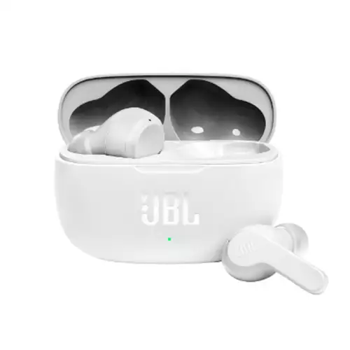 JBL Wave 200 Wireless Earbuds (TWS) with Mic, 20 Hours Playtime, Deep Bass Sound, Dual Connect Technology, Quick Charge, Comfort Fit Ergonomic Design, Voice Assistant Support for Mobiles (White) - (Used)