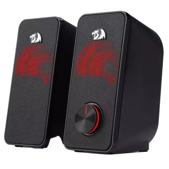 Redragon GS500 Stentor PC Gaming Speaker 2.0 Channel Stereo Desktop Computer Speaker with Red Backlight Quality Bass and Crystal Clear Sound USB Powered with a 3.5mm Connector