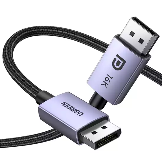 UGREEN 16K Displayport Cable 2M, Displayport 2.1 80Gbps, 16K@60Hz,8K@120Hz,4K@240Hz/144Hz/165Hz for Gaming, DP Cable Braided HDR,ARC,G-Sync,Free-Sync for Gaming Monitor,PC,Graphics Card, DP 16K 2Meter (15384)