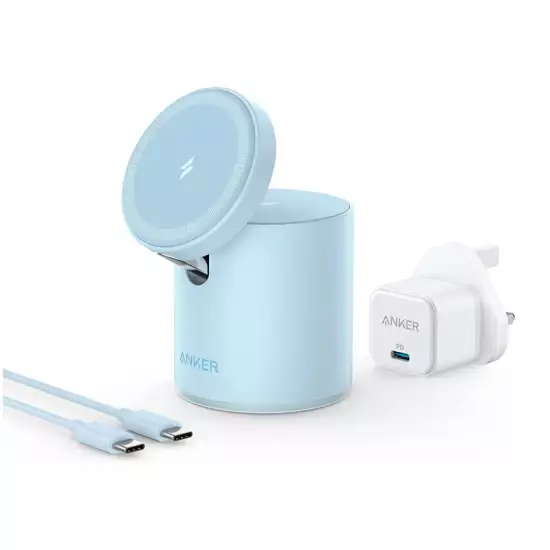 Anker 623 Magnetic Wireless Charger (MagGo), 2-in-1 Wireless Charging Station with 20W USB-C Charger, For iPhone 13/12 Series, AirPods Pro (Misty Blue) Anker 623 Magnetic Wireless Charger (MagGo), 2-in-1 Wireless Charging Station with 20W USB-C Charger, For iPhone 13/12 Series, AirPods Pro (Misty Blue)