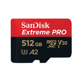 SanDisk 512GB Extreme Pro microSD UHS I Card for 4K Video on Smartphones, Action Cams & Drones 200MB/s Read, 140MB/s Write, SDSQXCD 512G GN6MA, Red/Black