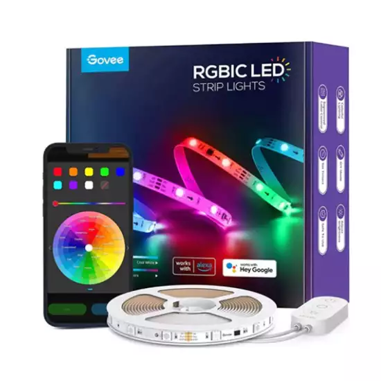 Govee RGBIC Led Strip Lights 5m Music Mode, Works with Alexa, Works with Hey Google, Govee Home App, H61432D3 Govee RGBIC Led Strip Lights 5m Music Mode, Works with Alexa, Works with Hey Google, Govee Home App, H61432D3